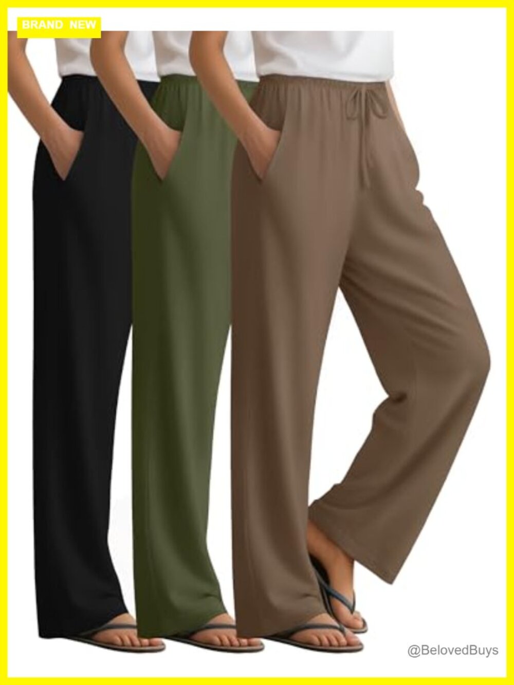 3 Pack Women's Wide Leg Lounge Pants Yoga Sweatpants with Pockets